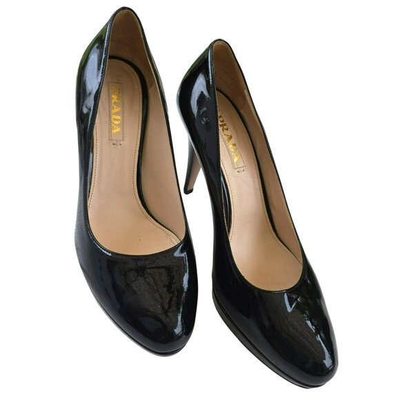 Prada Womens Black Patent Leather High Heel Pumps Size 9 (40.5) JJ4099 - Picture 2 of 16